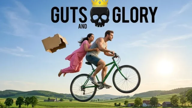 Guts and Glory chaotic obstacle course gameplay with bicycle crash