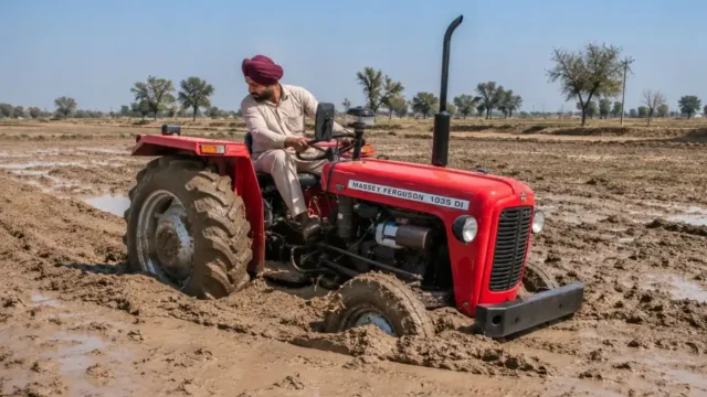 Indian Desi Life Simulator 3D tractor driving in a muddy farming field