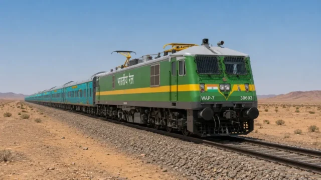 Indian Railway Train Simulator locomotive driving through a scenic railway route